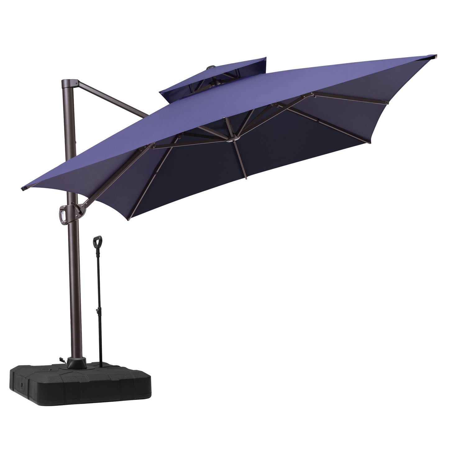 Crestlive Products 10x13ft Aluminum Double Top Crank Cantilever Patio Umbrella with Base