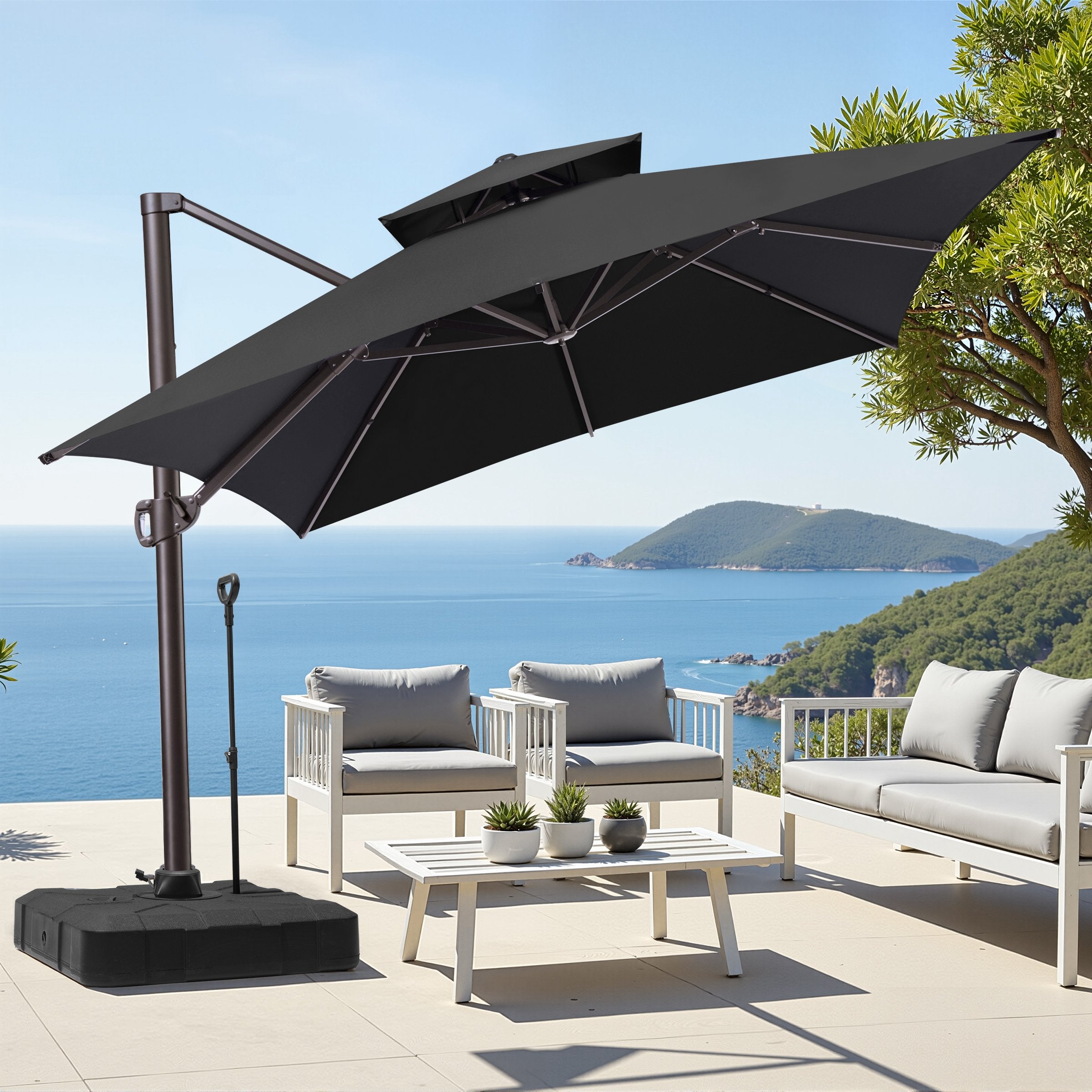 13x10 ft Aluminum Cantilever Umbrella - Double Top
