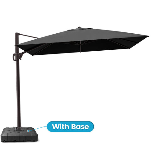 Crestlive Products 11x9ft Aluminum Crank Cantilever Patio Umbrella with Base Options