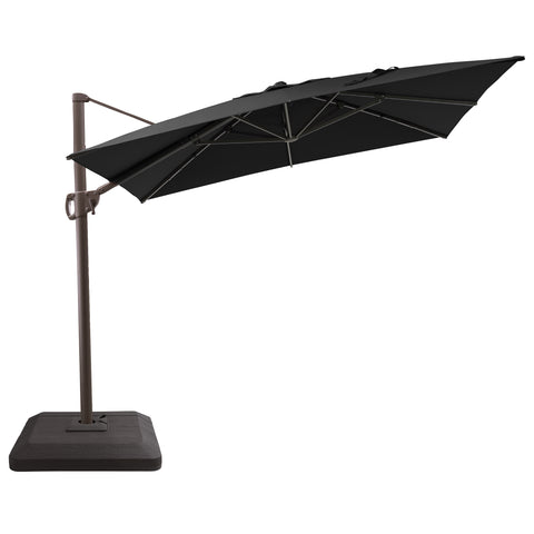 Crestlive Products 11x9ft Aluminum Crank Cantilever Patio Umbrella with Base Options