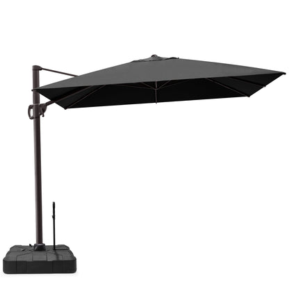Crestlive Products 11x9ft Aluminum Crank Cantilever Patio Umbrella with Base Options
