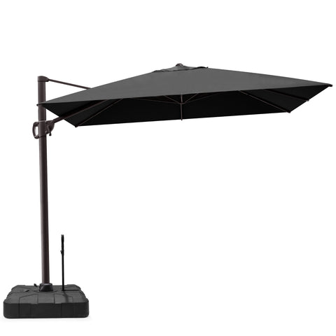 Crestlive Products 11x9ft Aluminum Crank Cantilever Patio Umbrella with Base Options