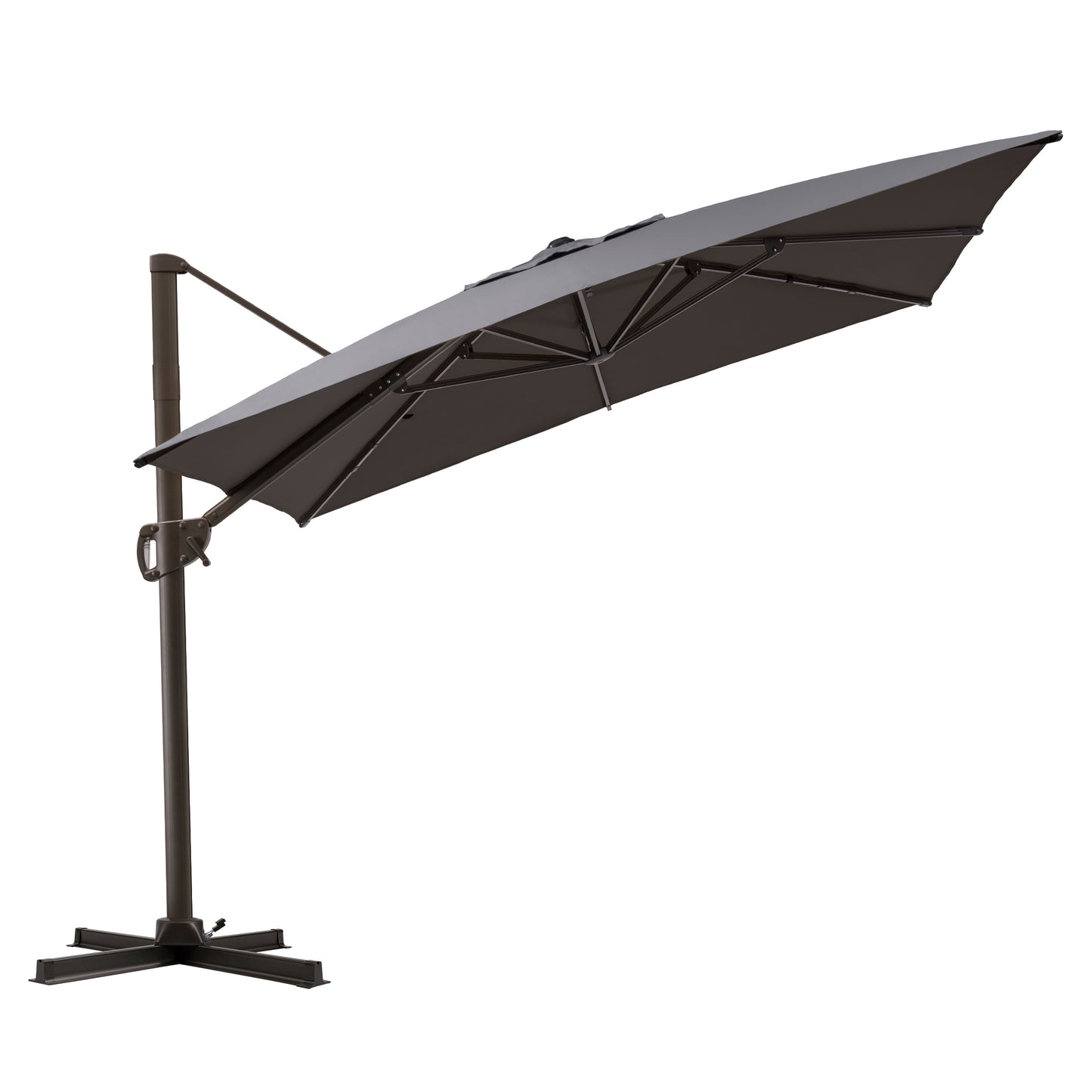 Crestlive Products 11x9ft Aluminum Crank Cantilever Patio Umbrella with Base Options