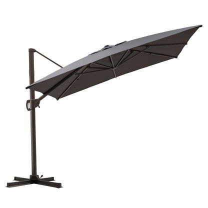 Crestlive Products 11x9ft Aluminum Crank Cantilever Patio Umbrella with Base Options