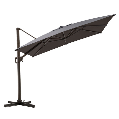 Crestlive Products 11x9ft Aluminum Crank Cantilever Patio Umbrella with Base Options