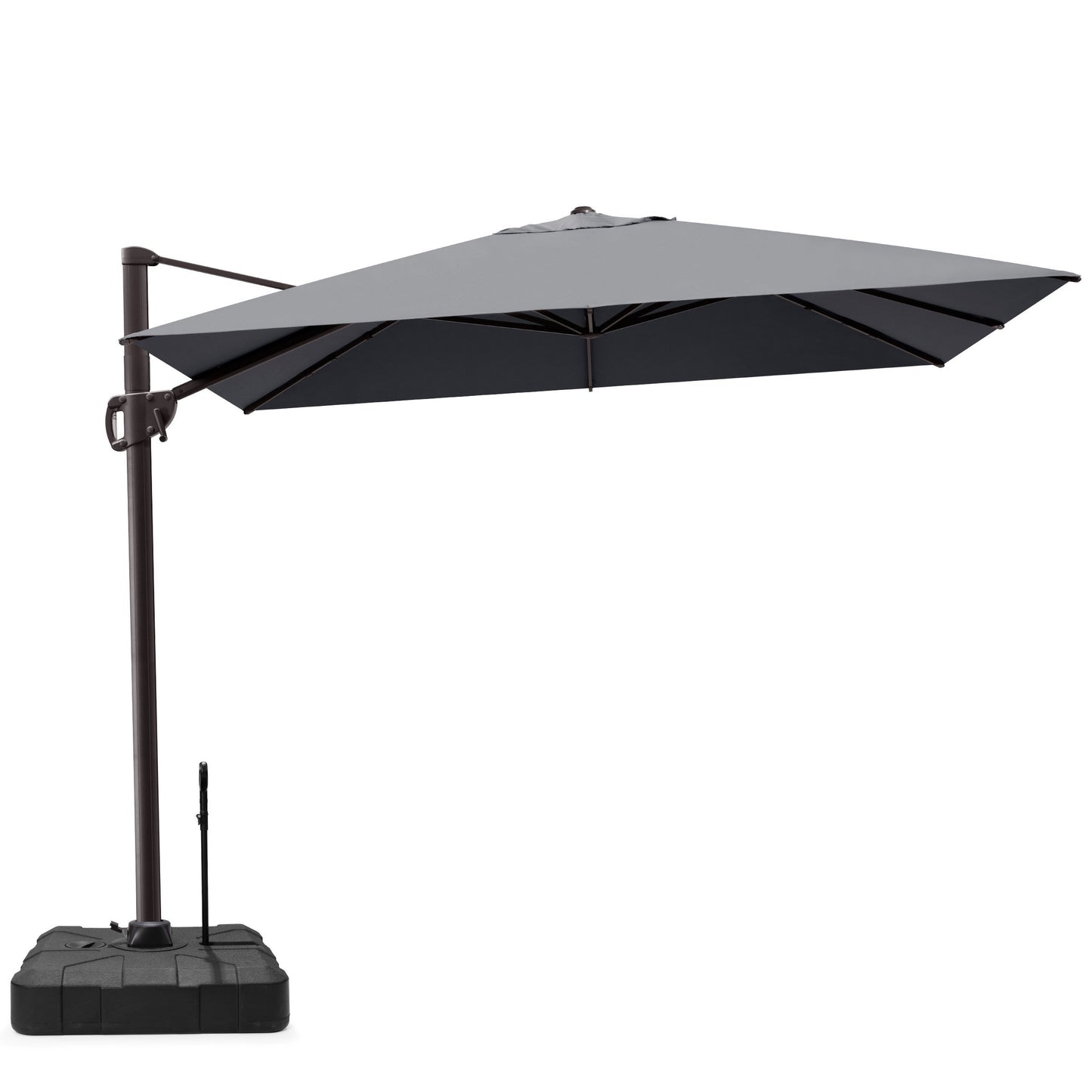 Crestlive Products 11x9ft Aluminum Crank Cantilever Patio Umbrella with Base Options