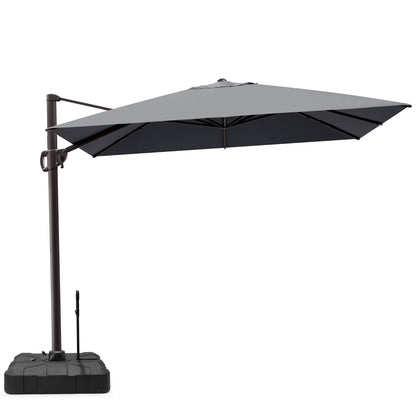 Crestlive Products 11x9ft Aluminum Crank Cantilever Patio Umbrella with Base Options