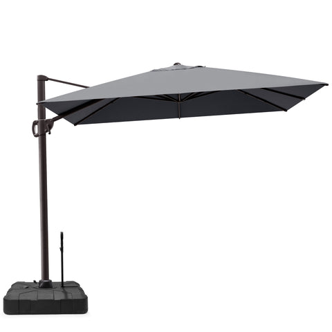 Crestlive Products 11x9ft Aluminum Crank Cantilever Patio Umbrella with Base Options