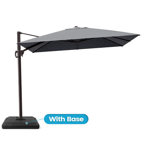 Crestlive Products 11x9ft Aluminum Crank Cantilever Patio Umbrella with Base Options