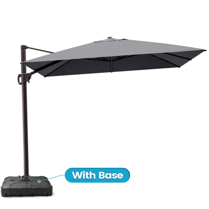 Crestlive Products 11x9ft Aluminum Crank Cantilever Patio Umbrella with Base Options