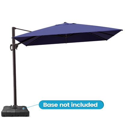Outdoor 9x11 ft Aluminum Cantilever Umbrella Rectangle with Base 360° Rotation