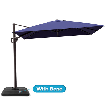 Crestlive Products 11x9ft Aluminum Crank Cantilever Patio Umbrella with Base Options