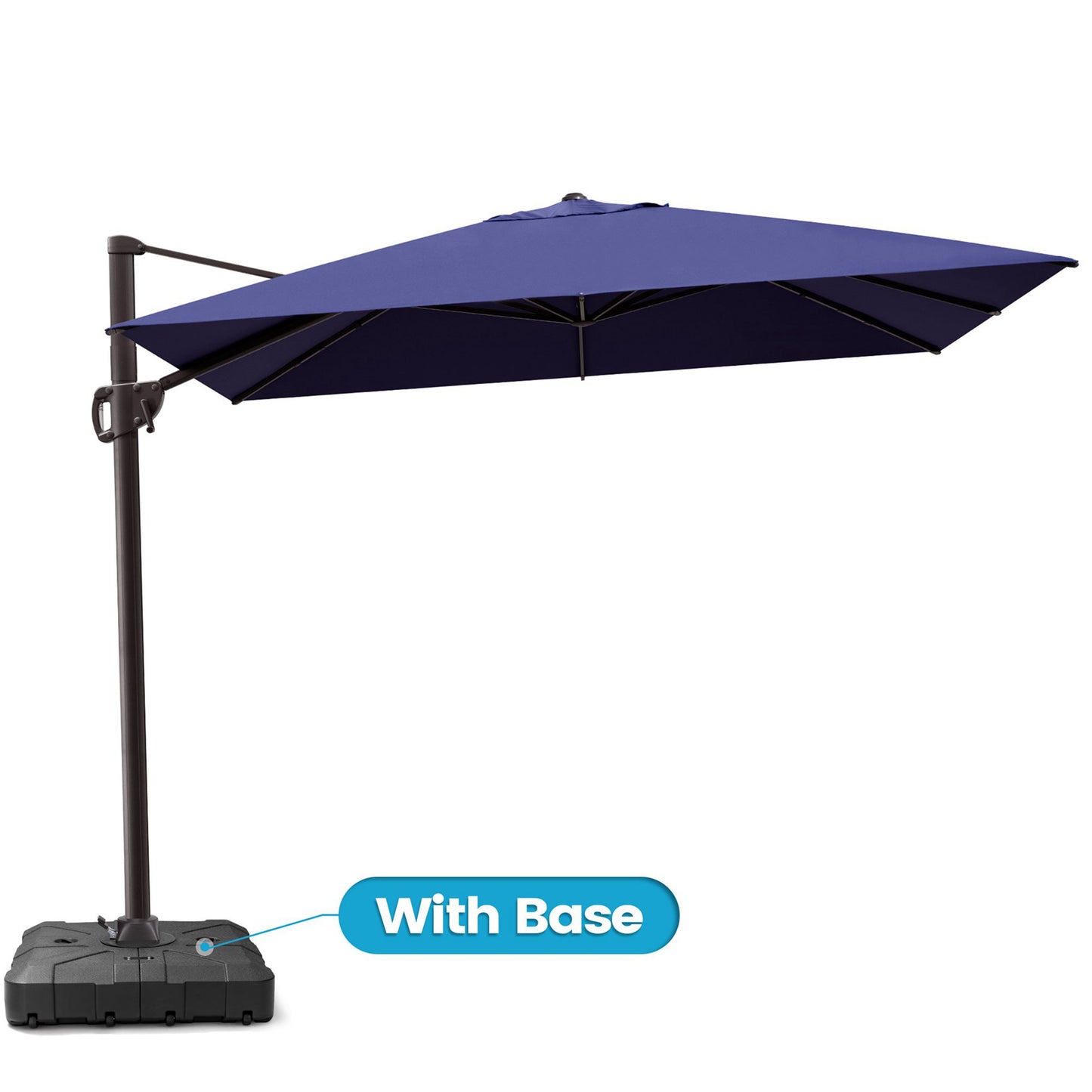 Crestlive Products 11x9ft Aluminum Crank Cantilever Patio Umbrella with Base Options