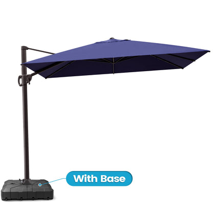 Crestlive Products 11x9ft Aluminum Crank Cantilever Patio Umbrella with Base Options