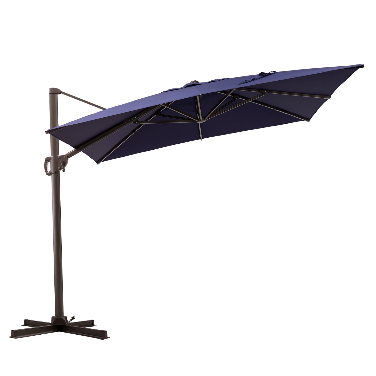 Crestlive Products 11x9ft Aluminum Crank Cantilever Patio Umbrella with Base Options