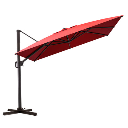 Crestlive Products 11x9ft Aluminum Crank Cantilever Patio Umbrella with Base Options