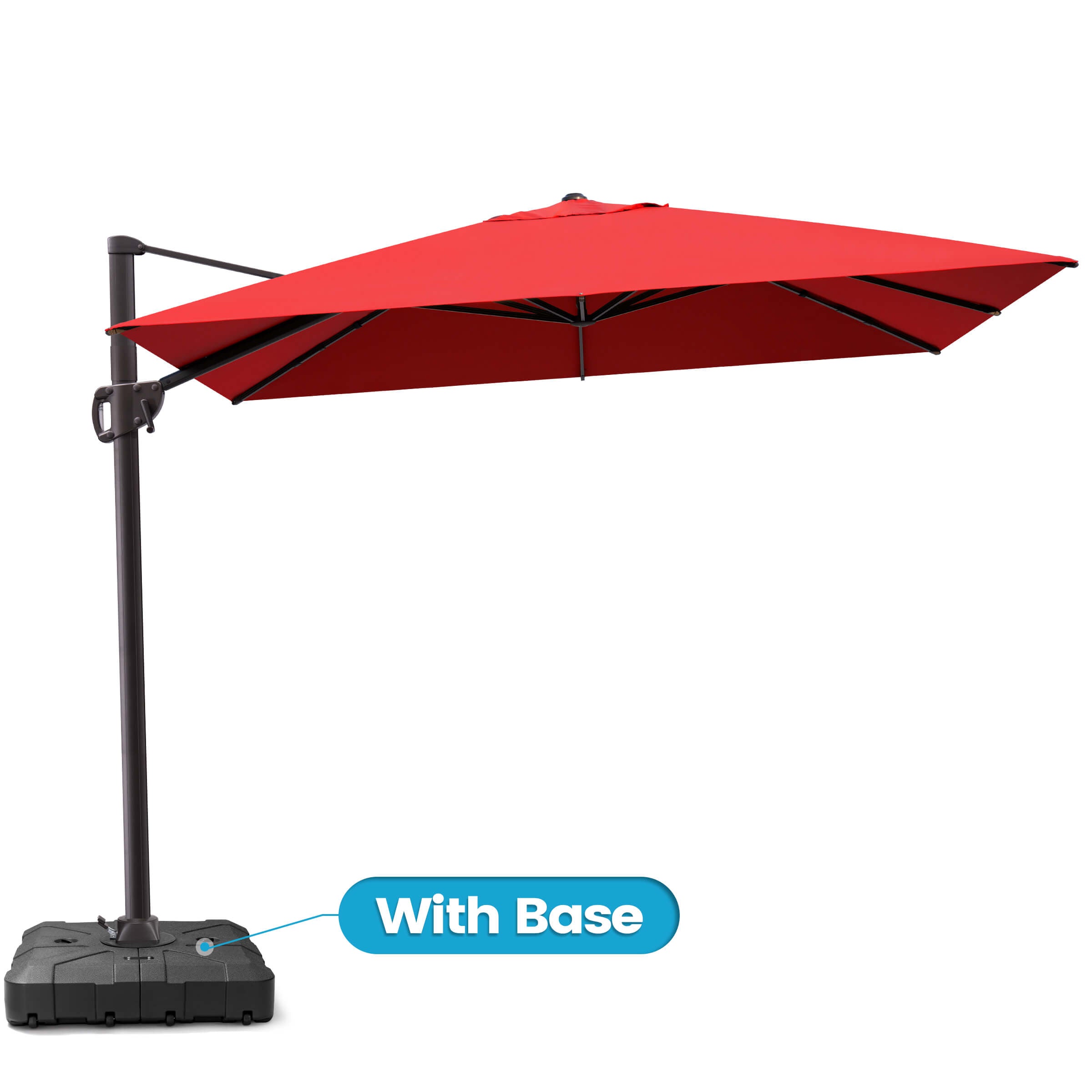 Crestlive Products Outdoor Rectangular Patio Offset Cantilever Umbrella with 360-degree Rotation and 6 Shade Angles Grey, Gray