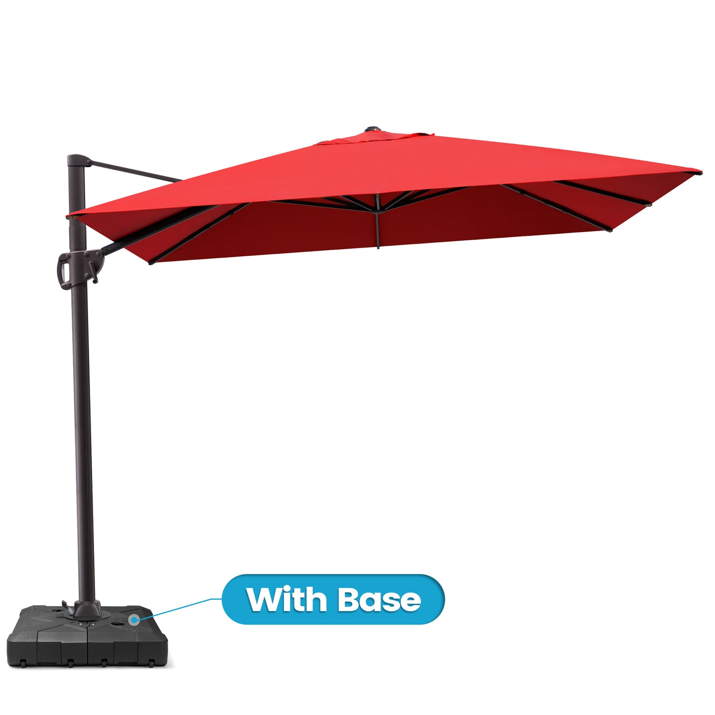 Crestlive Products 9x11ft Aluminum Crank Cantilever Patio Umbrella with Base