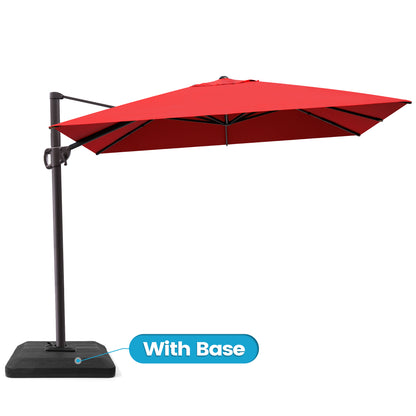 Crestlive Products 11x9ft Aluminum Crank Cantilever Patio Umbrella with Base Options