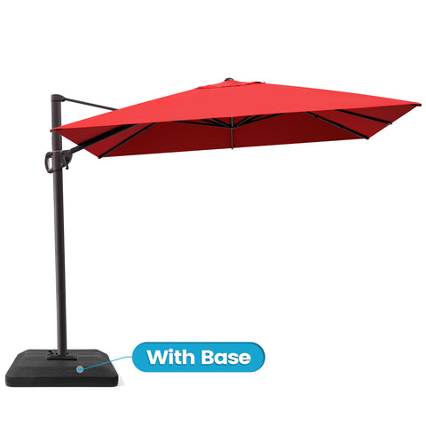 Crestlive Products 11x9ft Aluminum Crank Cantilever Patio Umbrella with Base Options