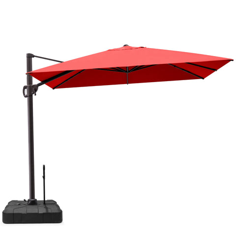 Crestlive Products 11x9ft Aluminum Crank Cantilever Patio Umbrella with Base Options