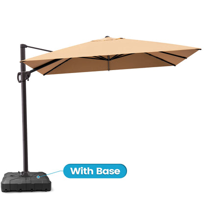 Crestlive Products 11x9ft Aluminum Crank Cantilever Patio Umbrella with Base Options