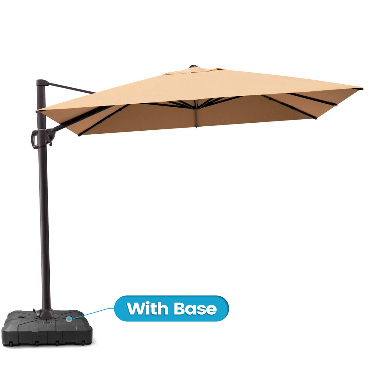 Crestlive Products 11x9ft Aluminum Crank Cantilever Patio Umbrella with Base Options