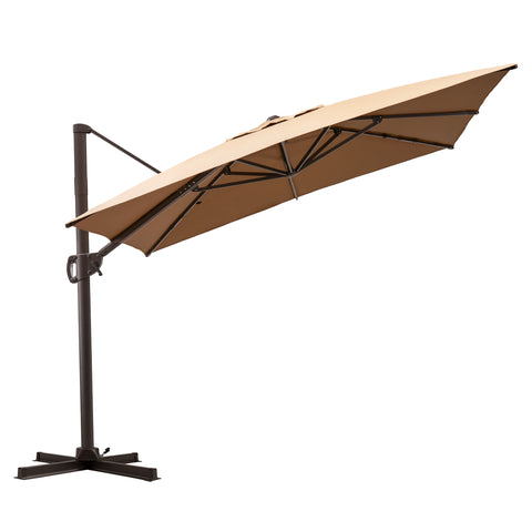 Crestlive Products 11x9ft Aluminum Crank Cantilever Patio Umbrella with Base Options