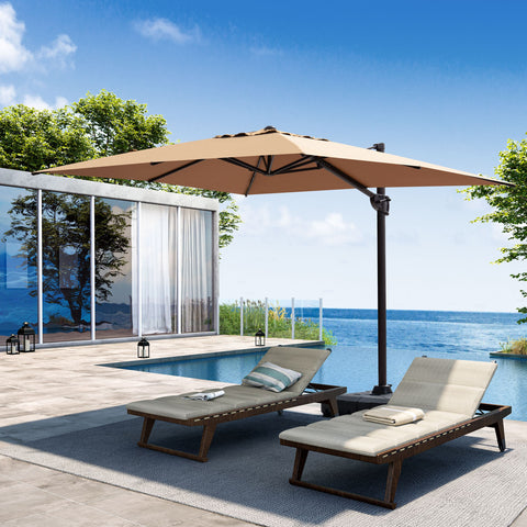 Crestlive Products 11x9ft Aluminum Crank Cantilever Patio Umbrella with Base Options