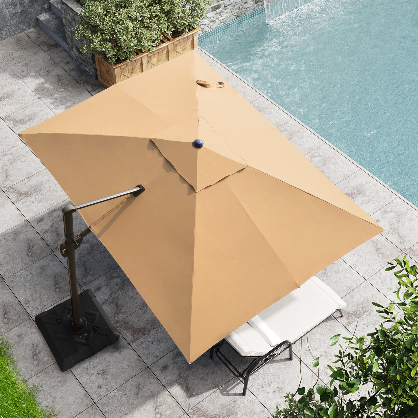 Crestlive Products 11x9ft Aluminum Crank Cantilever Patio Umbrella with Base Options