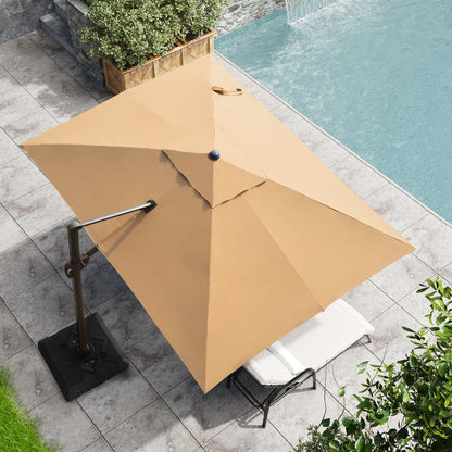 Crestlive Products 11x9ft Aluminum Crank Cantilever Patio Umbrella with Base Options