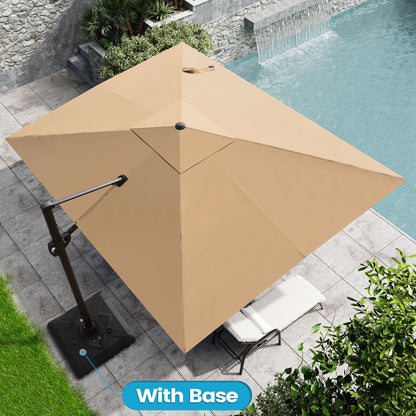 Crestlive Products 9x11ft Aluminum Crank Cantilever Patio Umbrella with Base