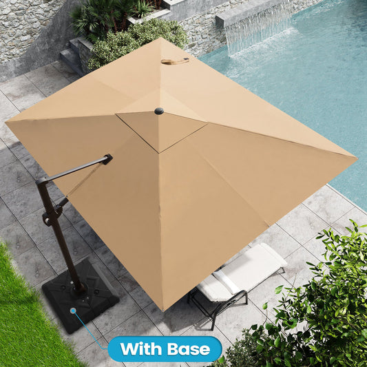 Crestlive Products 9x11ft Aluminum Crank Cantilever Patio Umbrella with Base