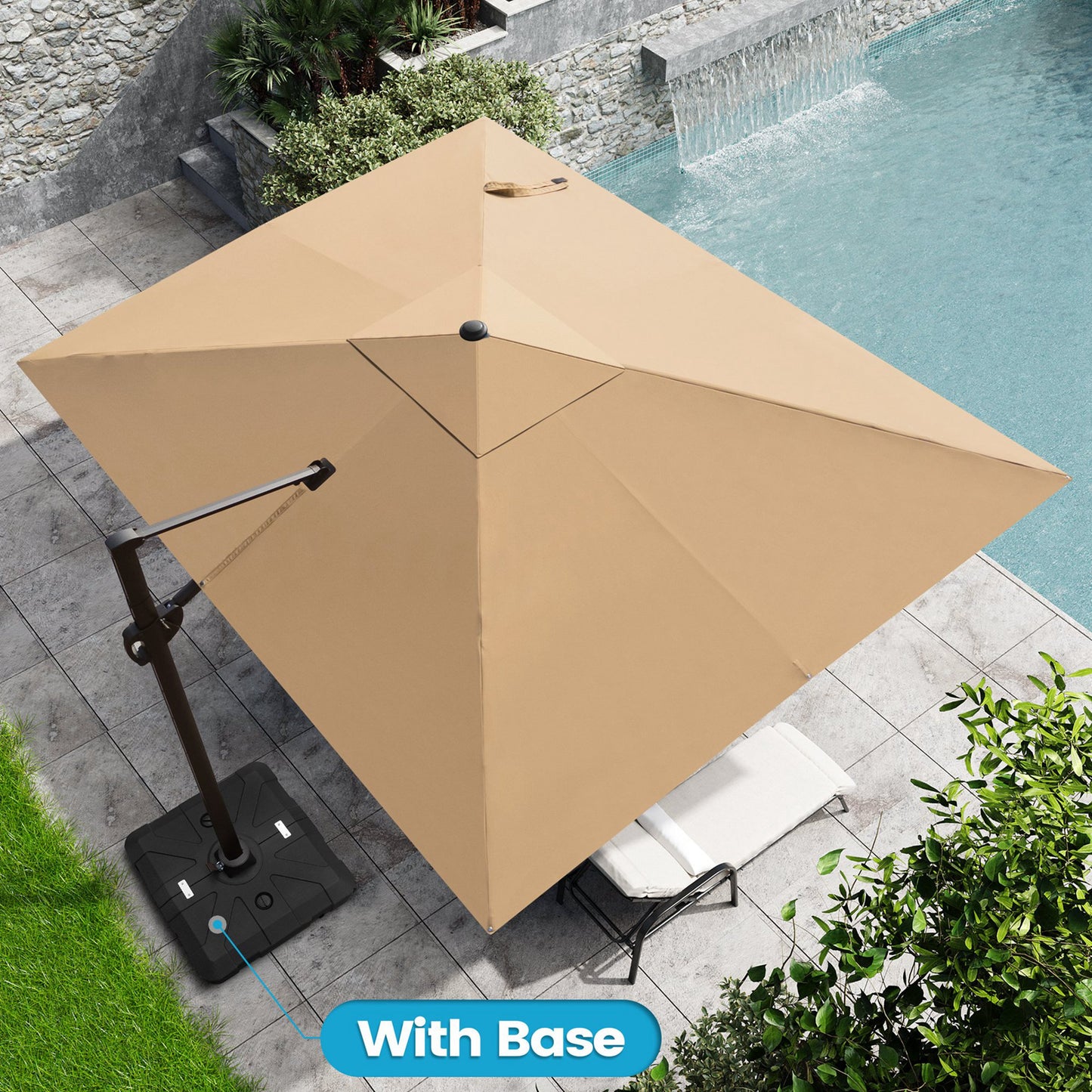 Crestlive Products 9x11ft Aluminum Crank Cantilever Patio Umbrella with Base