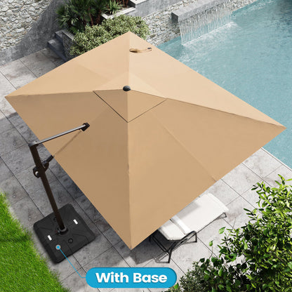 Crestlive Products 9x11ft Aluminum Crank Cantilever Patio Umbrella with Base