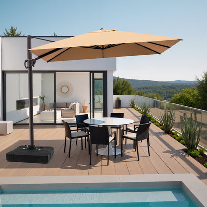 Crestlive Products 9x11ft Aluminum Crank Cantilever Patio Umbrella with Base