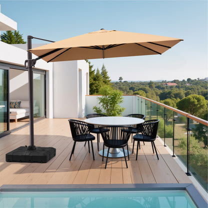 Crestlive Products 9x11ft Aluminum Crank Cantilever Patio Umbrella with Base
