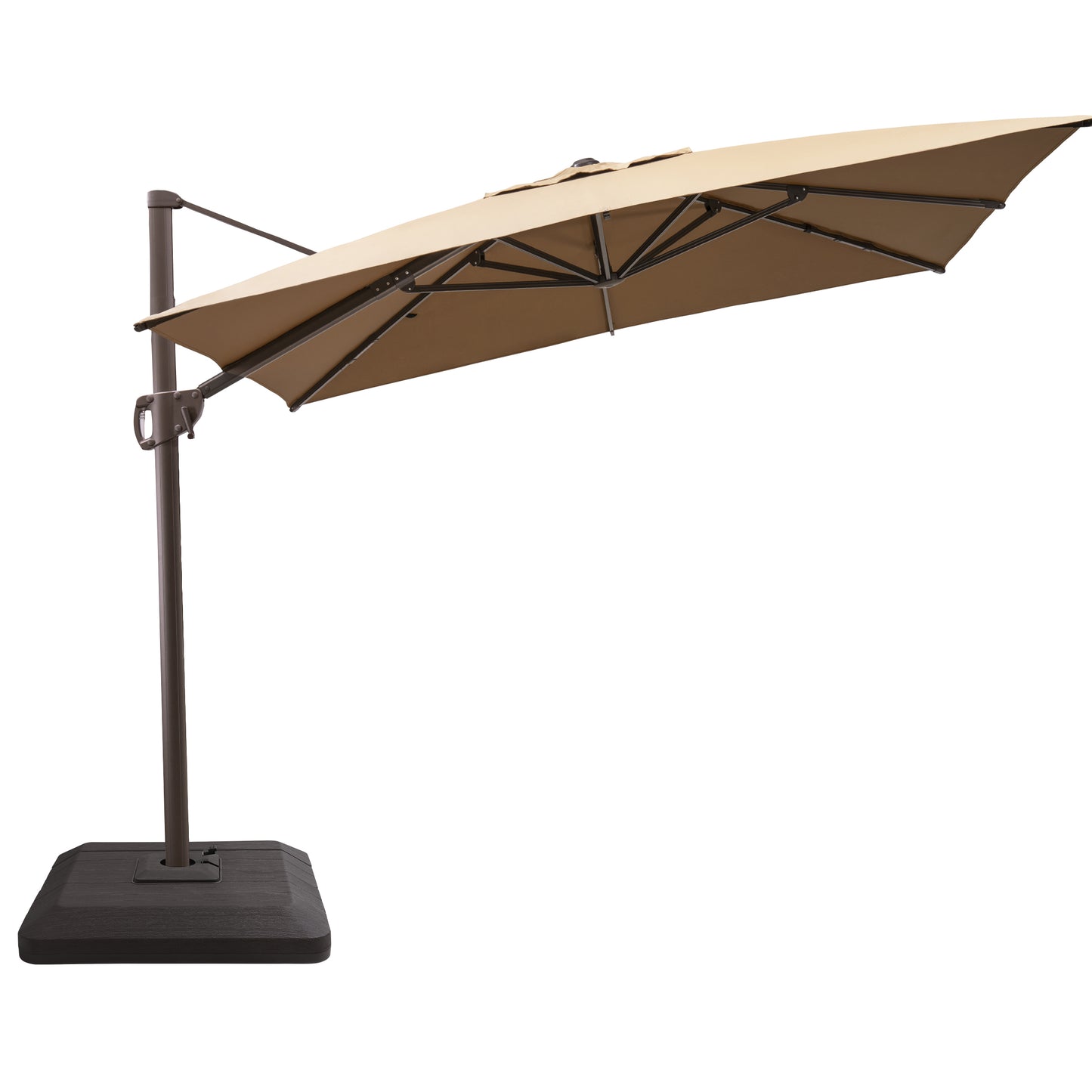 Crestlive Products 11x9ft Aluminum Crank Cantilever Patio Umbrella with Base Options
