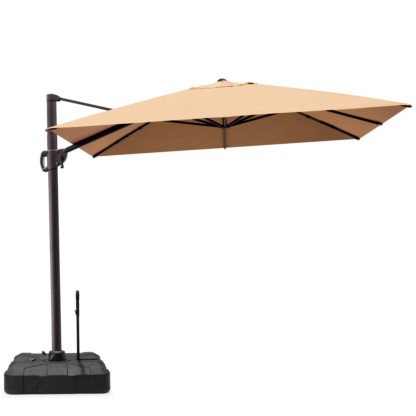 Crestlive Products 11x9ft Aluminum Crank Cantilever Patio Umbrella with Base Options