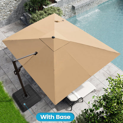 Crestlive Products 9x11ft Aluminum Crank Cantilever Patio Umbrella with Base