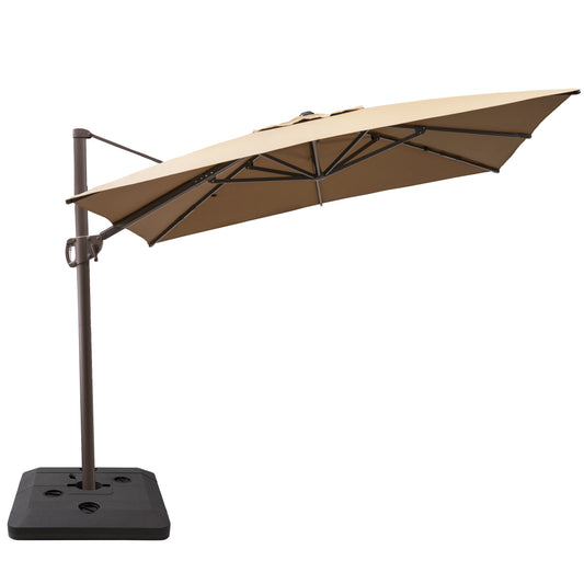 Crestlive Products 9x11ft Aluminum Crank Cantilever Patio Umbrella with Base