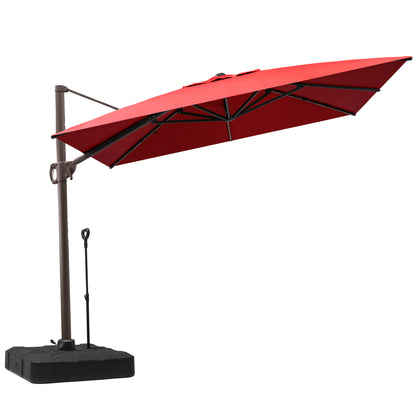 Crestlive Products 9x11ft Aluminum Crank Cantilever Patio Umbrella with Base
