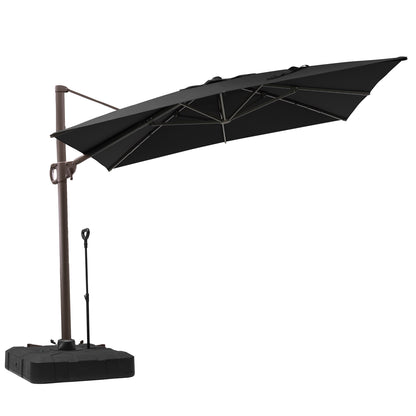 Crestlive Products 9x11ft Aluminum Crank Cantilever Patio Umbrella with Base