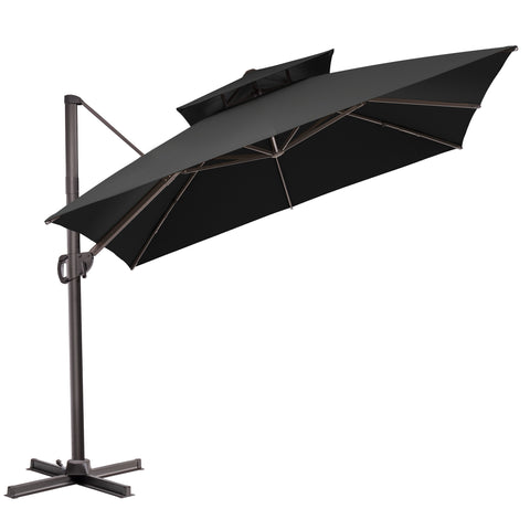 Crestlive Products 10x10ft Aluminum Double Top Crank Cantilever Patio Umbrella with Base Options