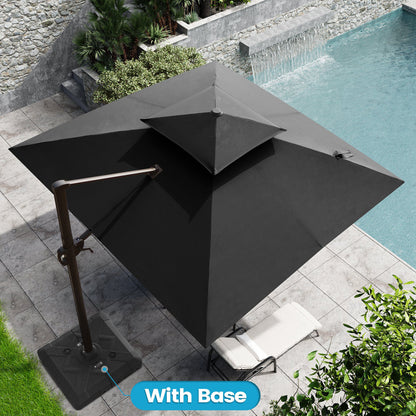 Crestlive Products 10 x 10 ft Aluminum Crank Cantilever Patio Umbrella with Base