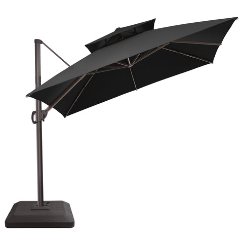 Crestlive Products 10x10ft Aluminum Double Top Crank Cantilever Patio Umbrella with Base Options