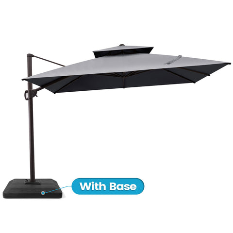 Crestlive Products 10x10ft Aluminum Double Top Crank Cantilever Patio Umbrella with Base Options