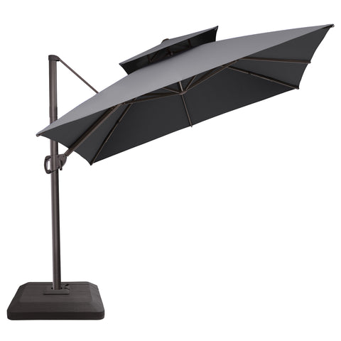 Crestlive Products 10x10ft Aluminum Double Top Crank Cantilever Patio Umbrella with Base Options