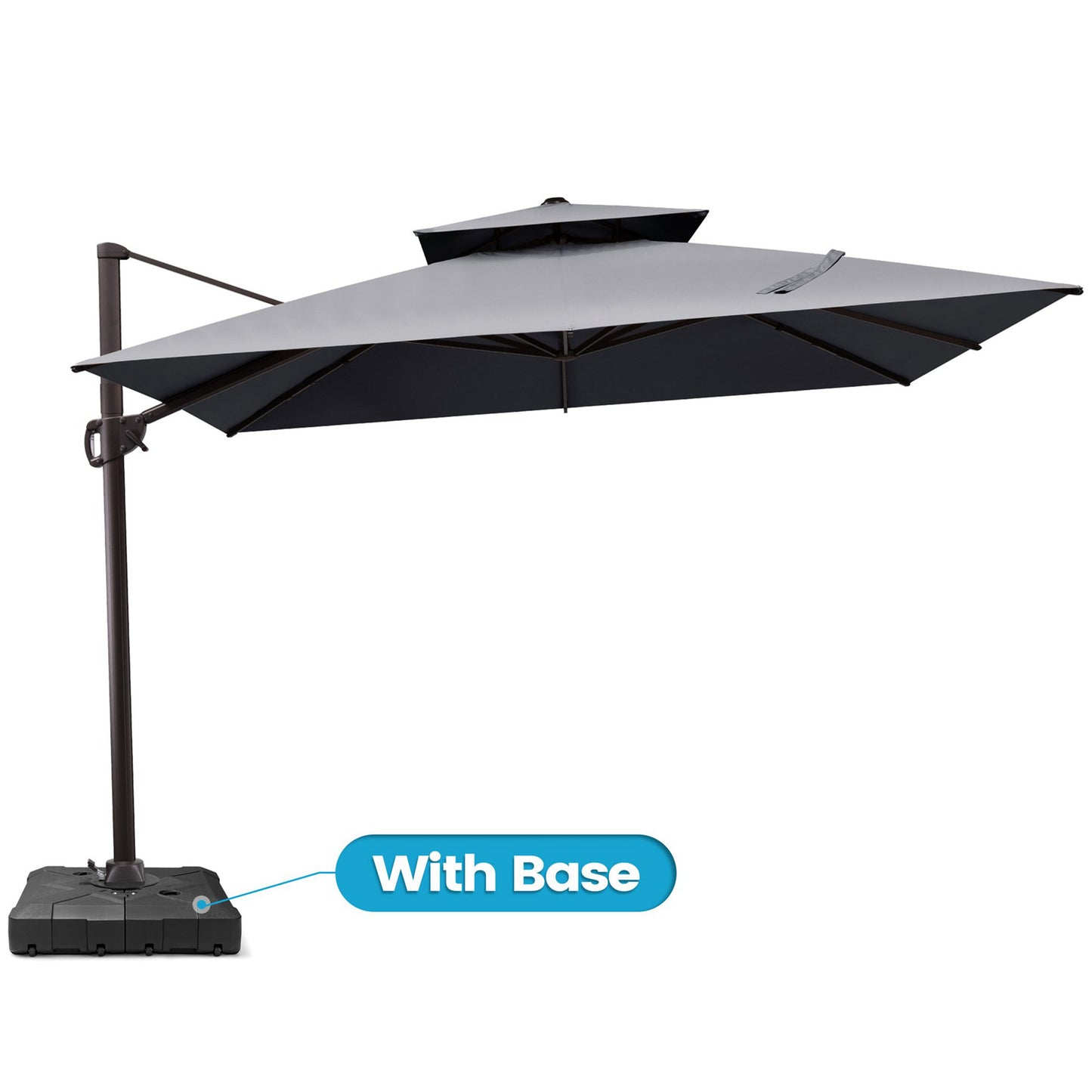 Crestlive Products 10x10ft Aluminum Double Top Crank Cantilever Patio Umbrella with Base