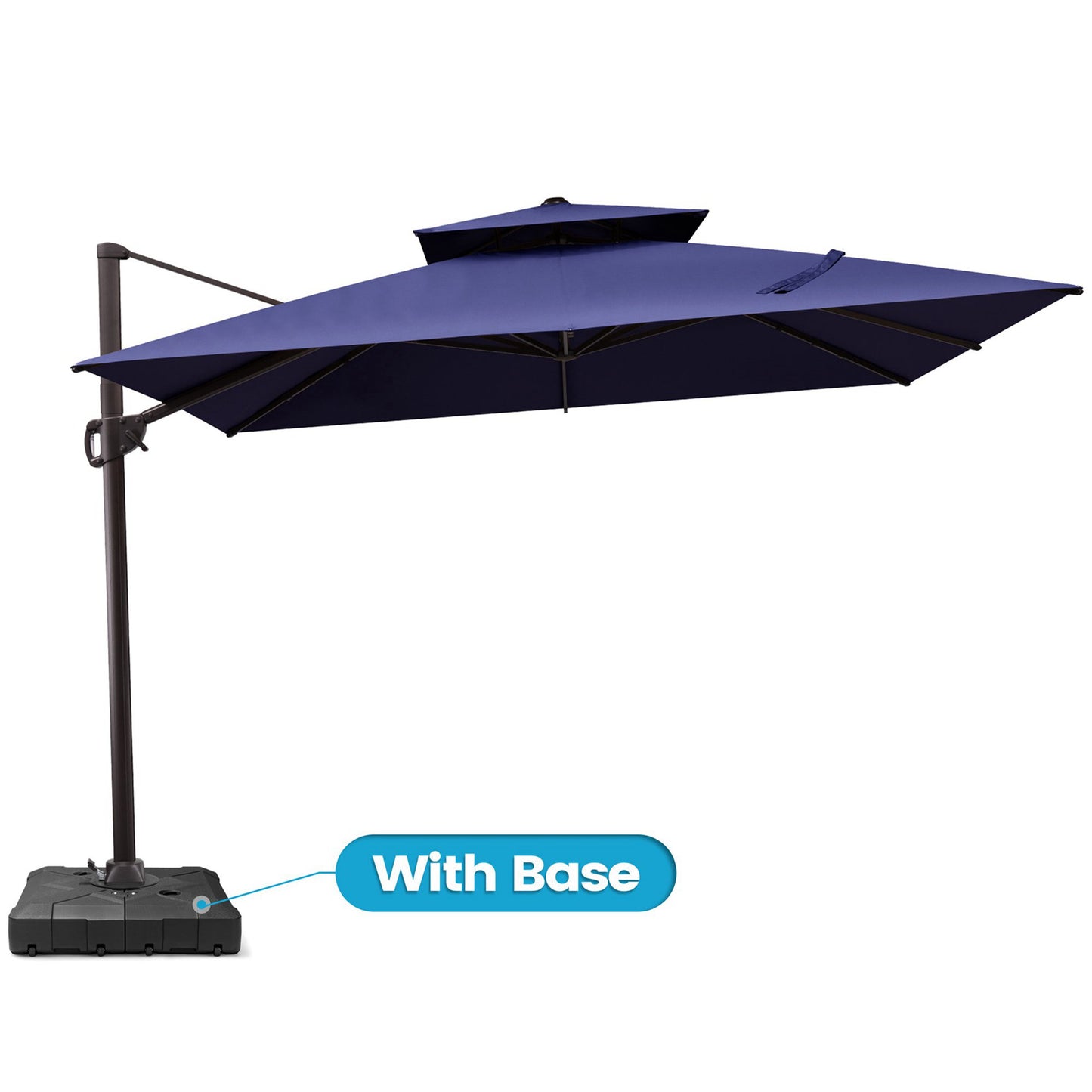 Crestlive Products 10x10ft Aluminum Double Top Crank Cantilever Patio Umbrella with Base